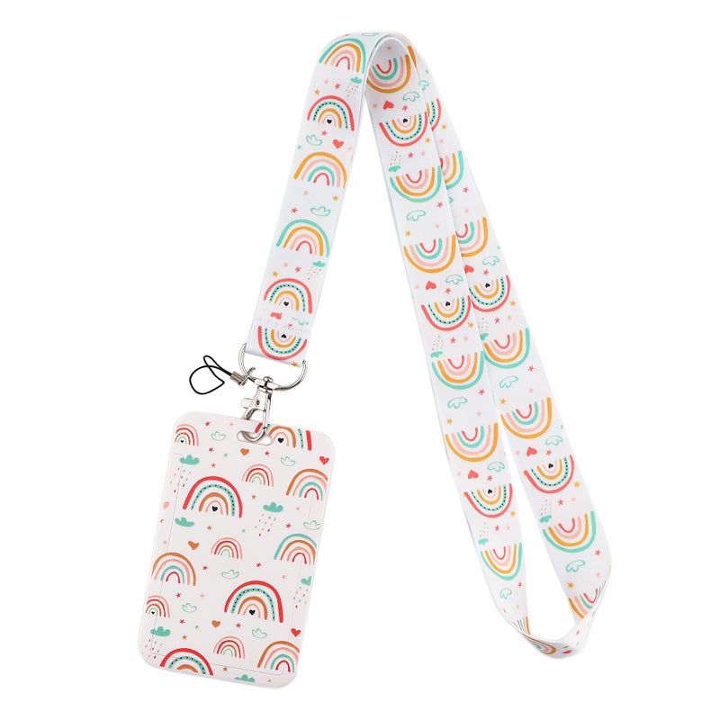 DMLSKY Cute Lanyard with ID Badge Holder Be Kind Rainbow Preppy School Lanyard for Kids Teen Girls Boho - Image 1
